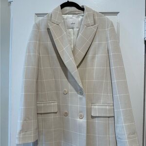 Like NEW Wilfred Beige Plaid Double-Breasted Blazer - Size 2